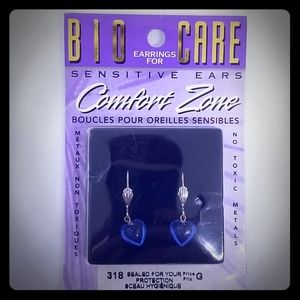 BIOCARE BLUE HEART EARRINGS FOR SENSITIVE EARS